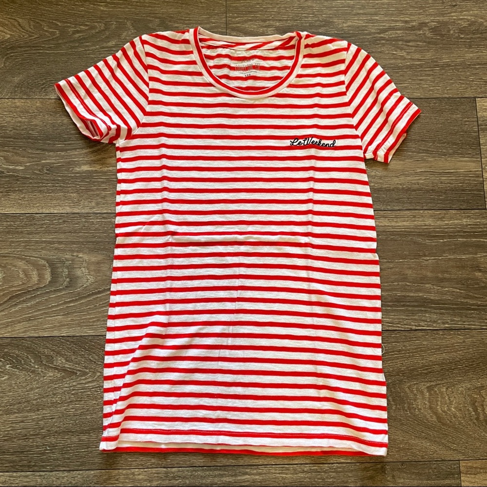 J. Crew Women’s Red & White Stripe Short Sleeve Collector Tee Size XXS NWOT